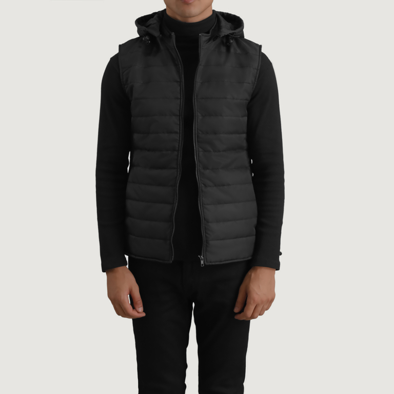 Men_s Carlo Black Hooded Puffer Vest Open Front-4-1699017832460